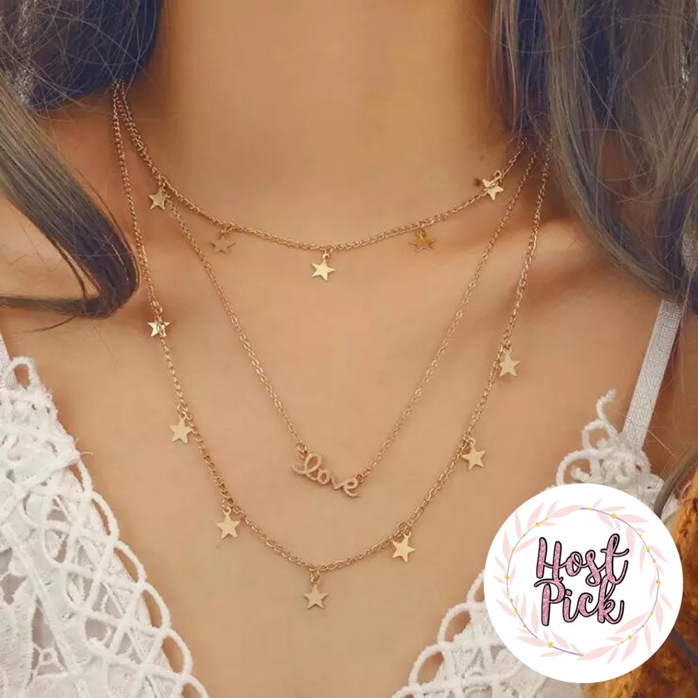 ‼️3/$30 LOVE Boho Multilayer Star Gold Necklace